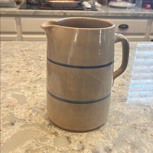 Ceramic Pitcher with Blue Stripes